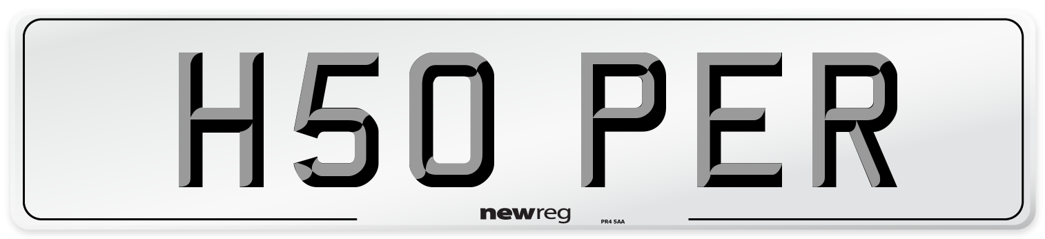 H50 PER Number Plate from New Reg